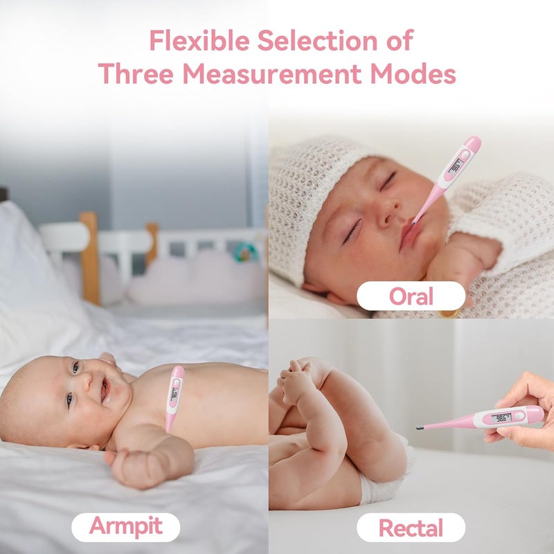 Snomd Clinical Digital Thermometer for Adults and Babies, Oral Armpit and Rectal Temperature Thermometer for Fever with Alarm, Flexible Tip - Image 4